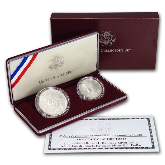 1998-S 2-Coin Robert Kennedy Set BU (w/JFK Matte Half, Box/COA) 1998-S 2-Coin Robert Kennedy Set BU (w/JFK Matte Half, Box/COA)